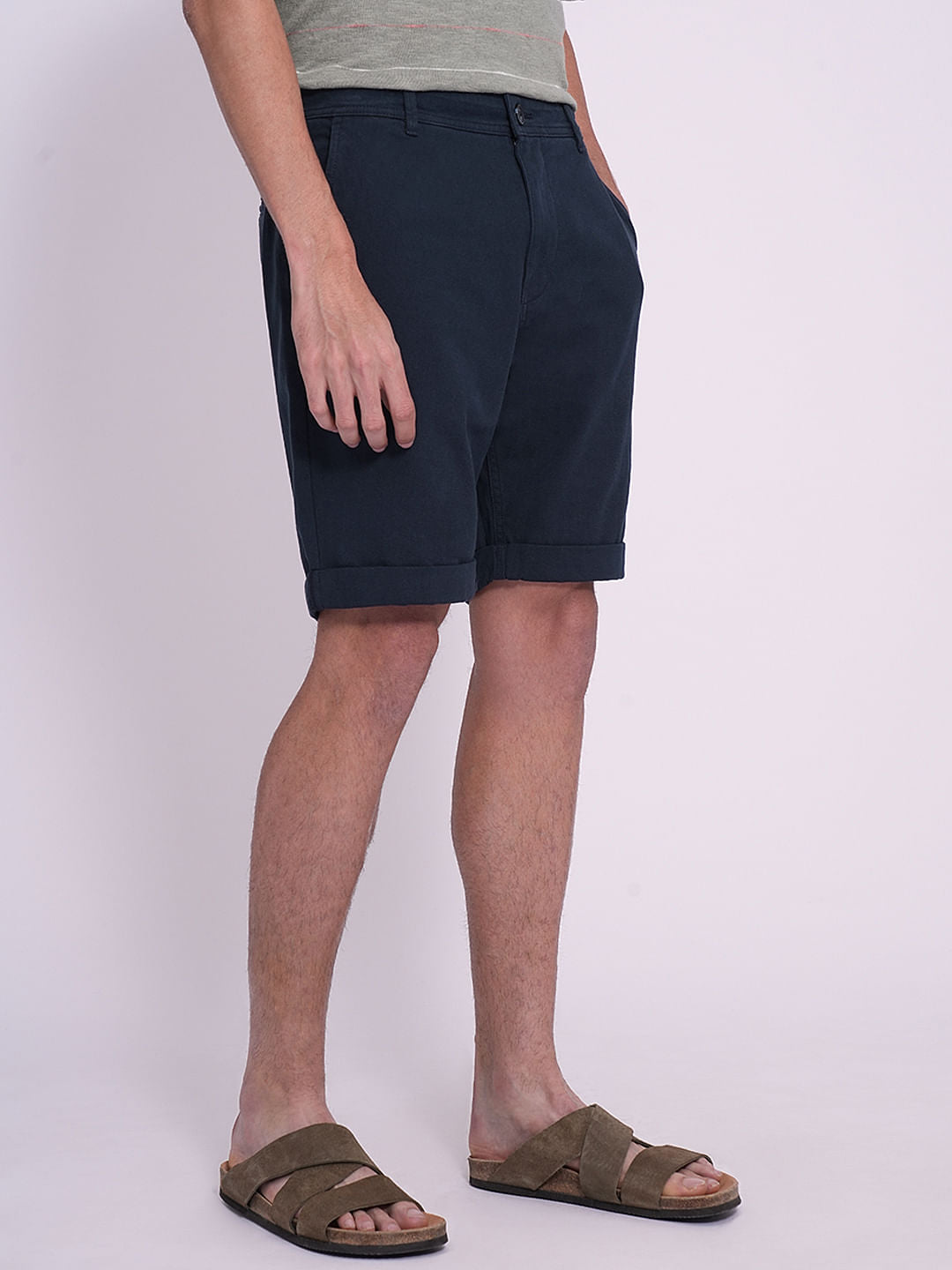 Dark Blue Mid Rise Shorts