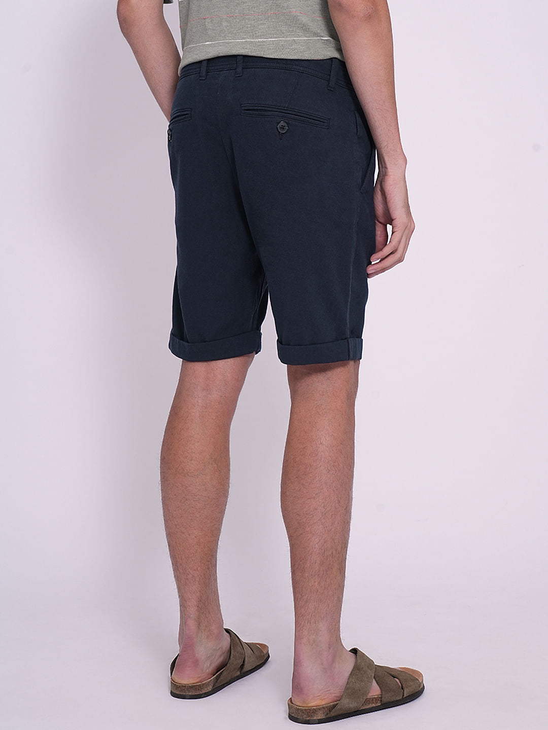 Dark Blue Mid Rise Shorts