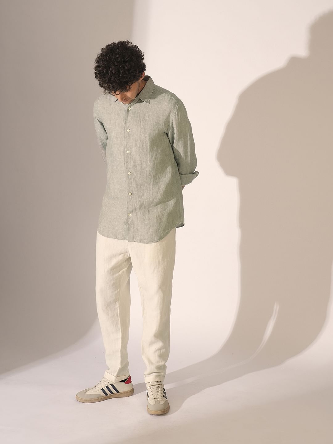 Green Linen Full Sleeves Shirt