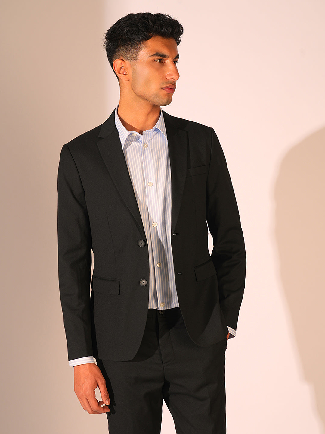 Black Structured Slim Fit Blazer