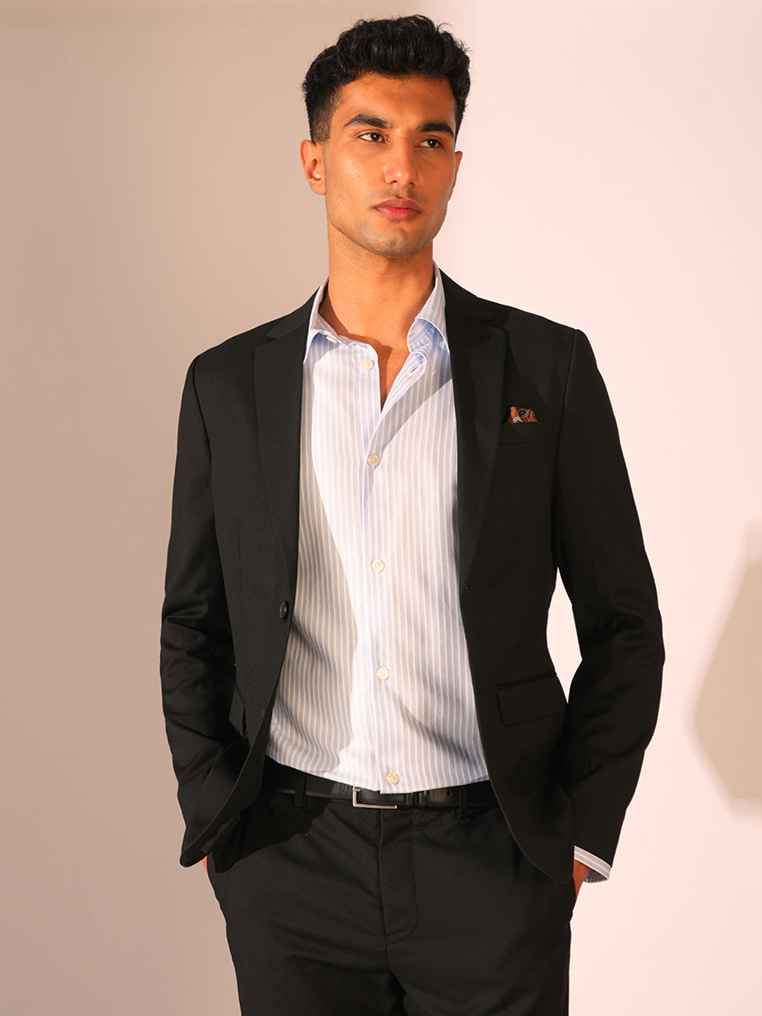 Black Structured Slim Fit Blazer