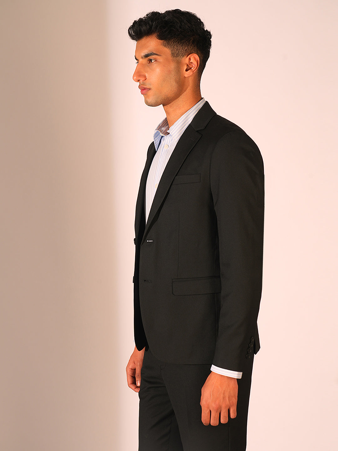 Black Structured Slim Fit Blazer