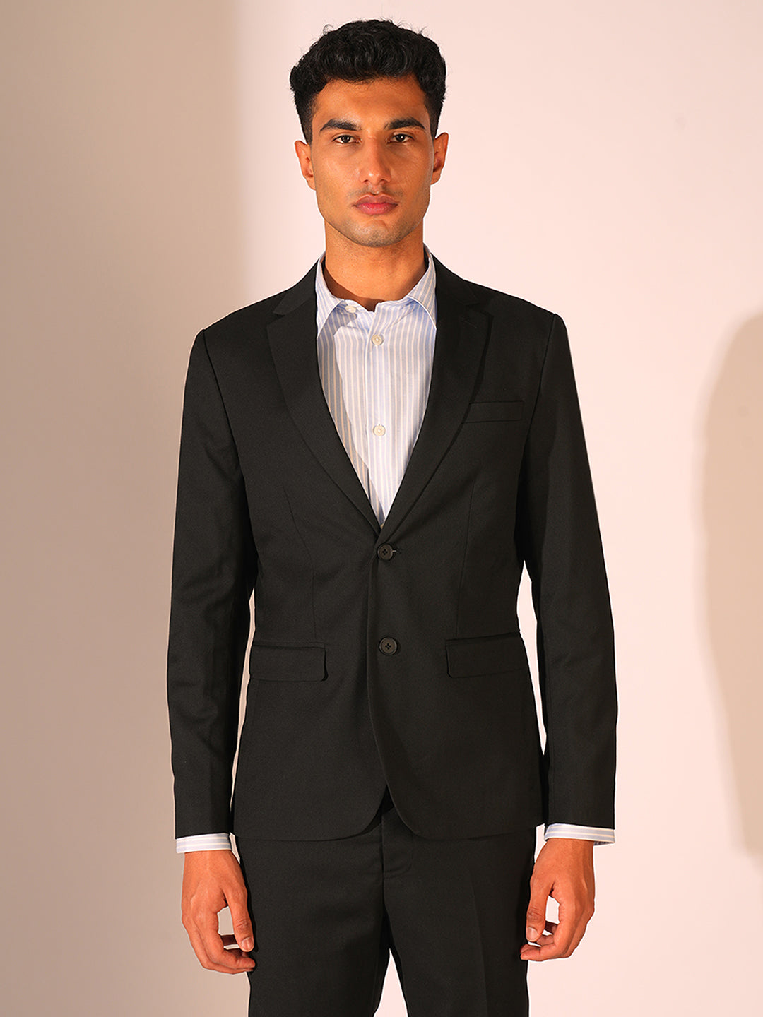 Black Structured Slim Fit Blazer