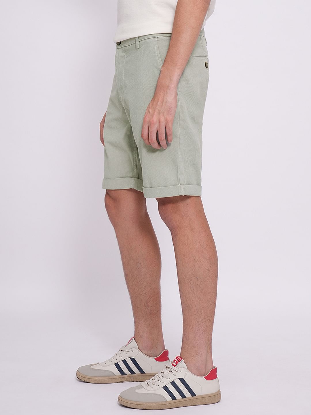 Green Organic Cotton Slim Fit Shorts