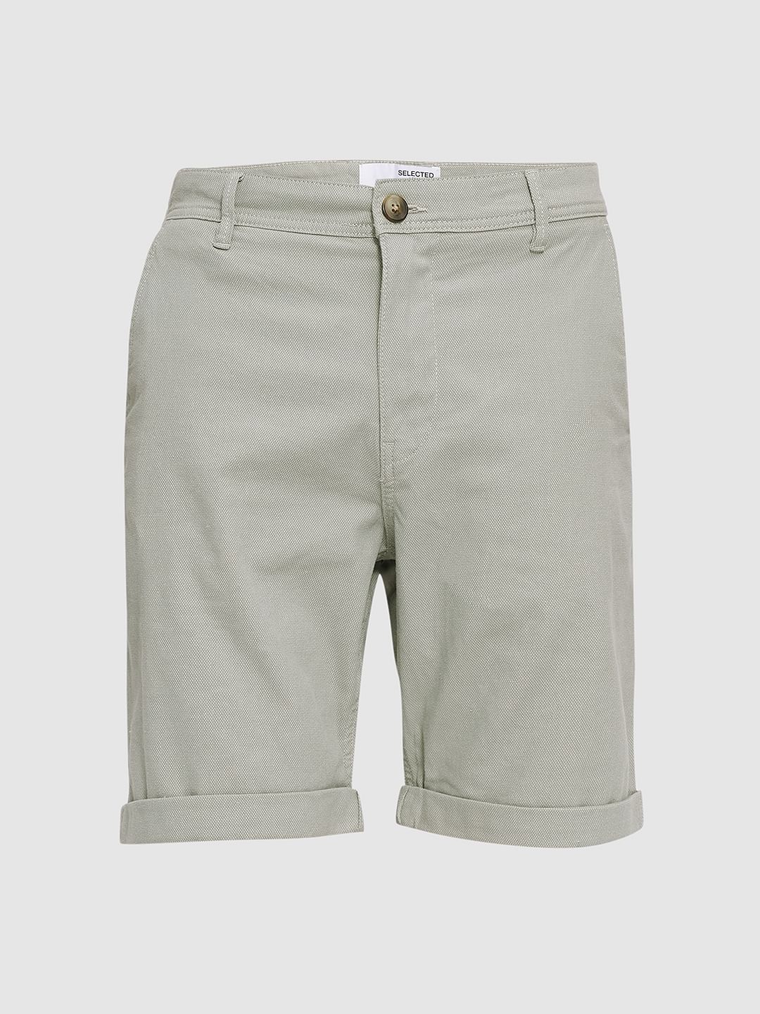 Green Organic Cotton Slim Fit Shorts