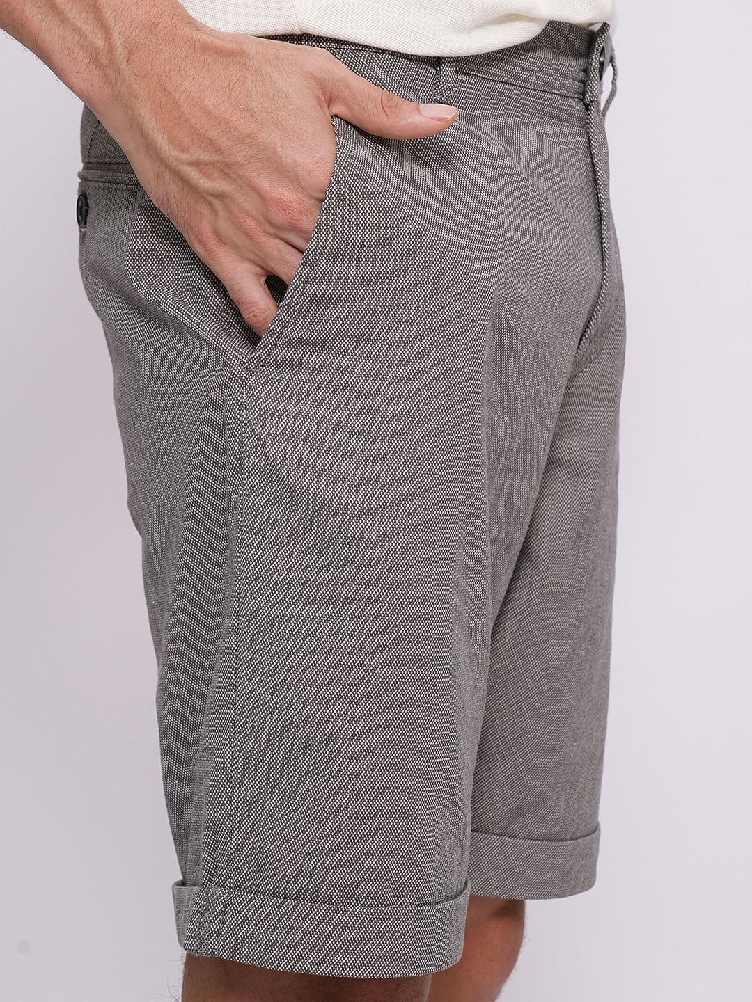 Grey Organic Cotton Slim Fit Shorts