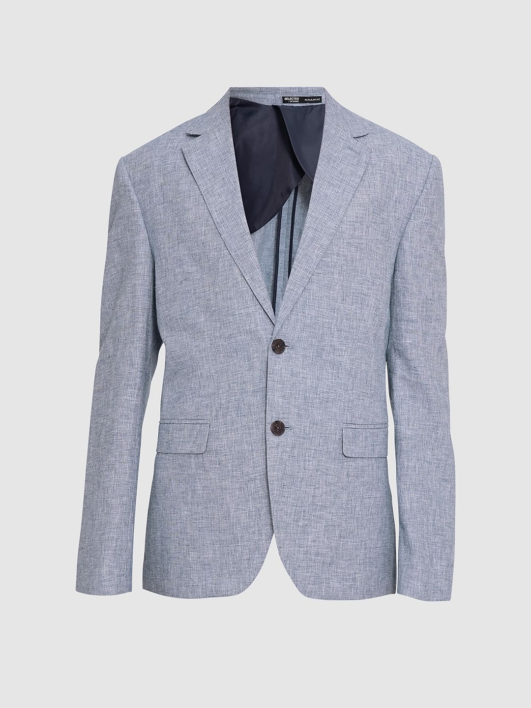 Blue Linen Regular Fit Blazer