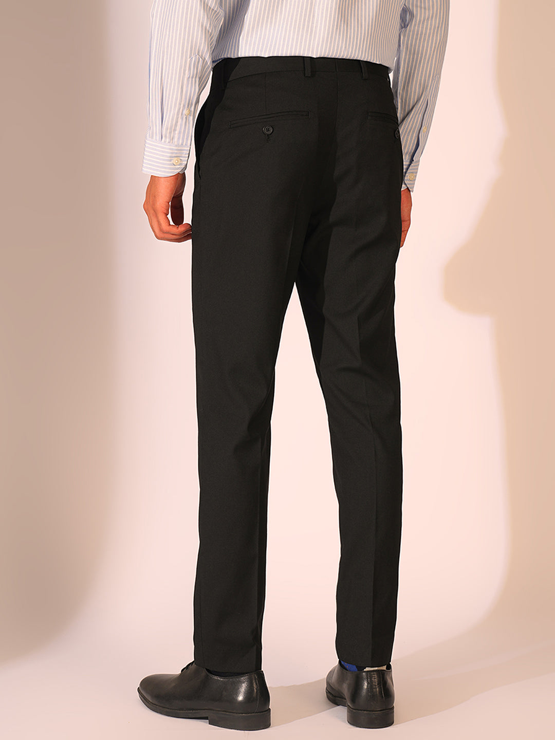 Black Structured Slim Fit Trousers