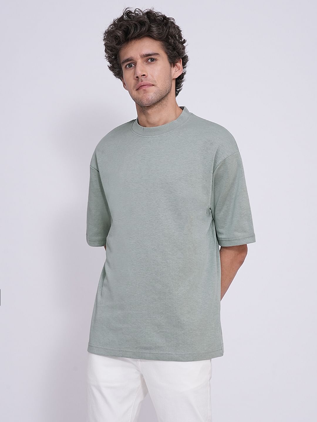 Light Green Organic Cotton Relaxed Fit T-Shirt
