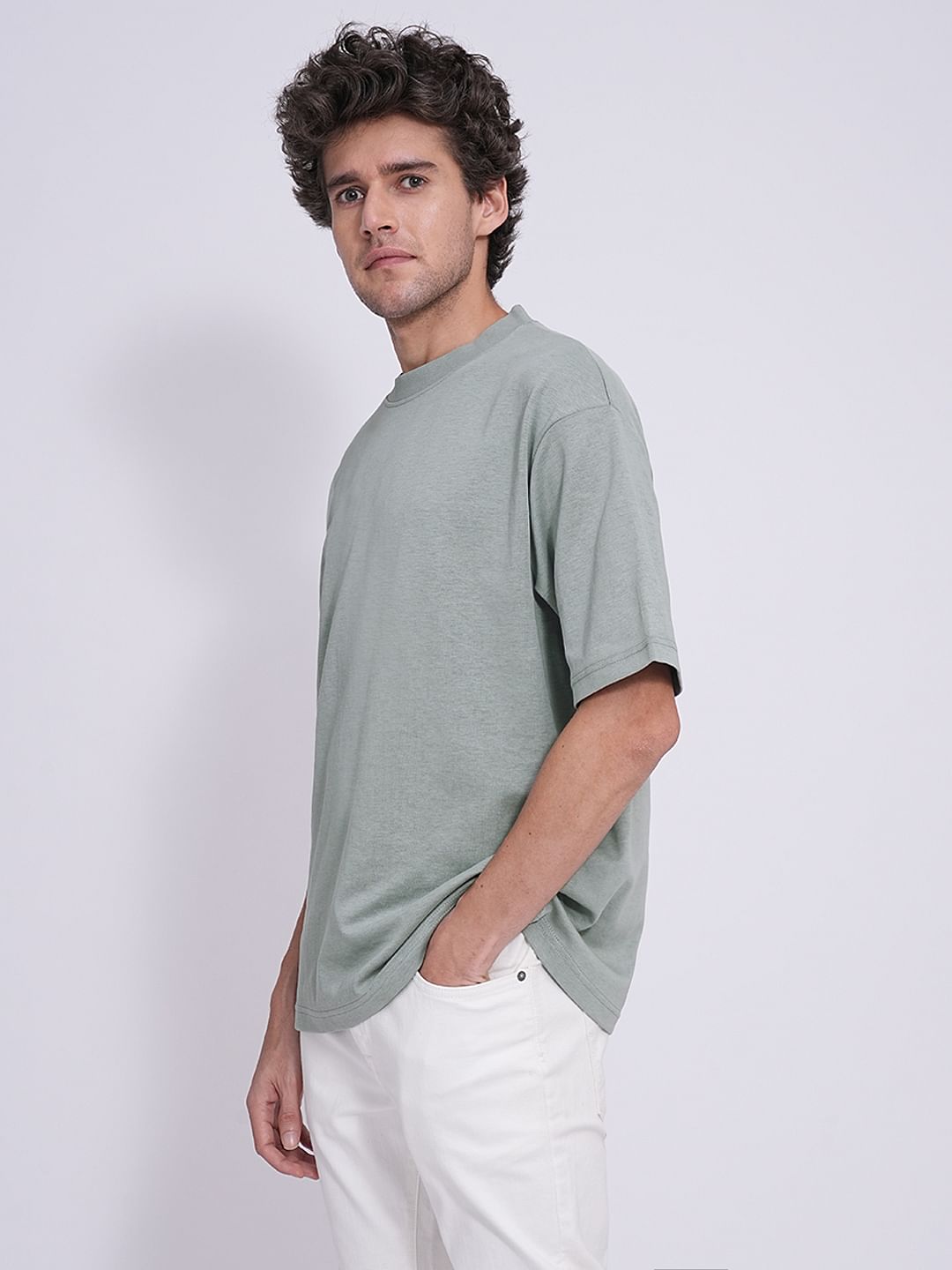 Light Green Organic Cotton Relaxed Fit T-Shirt