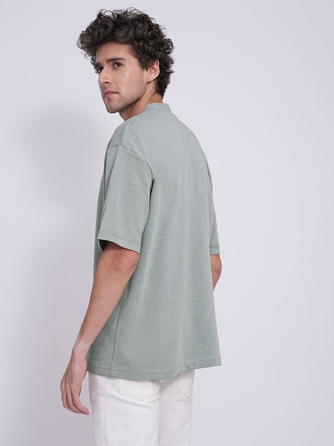 Light Green Organic Cotton Relaxed Fit T-Shirt