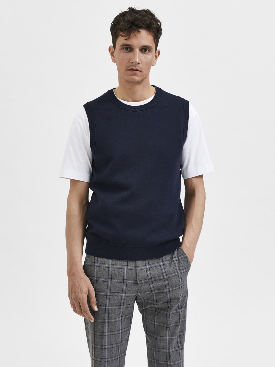 Buy Navy Blue Knit Vest for Men Online