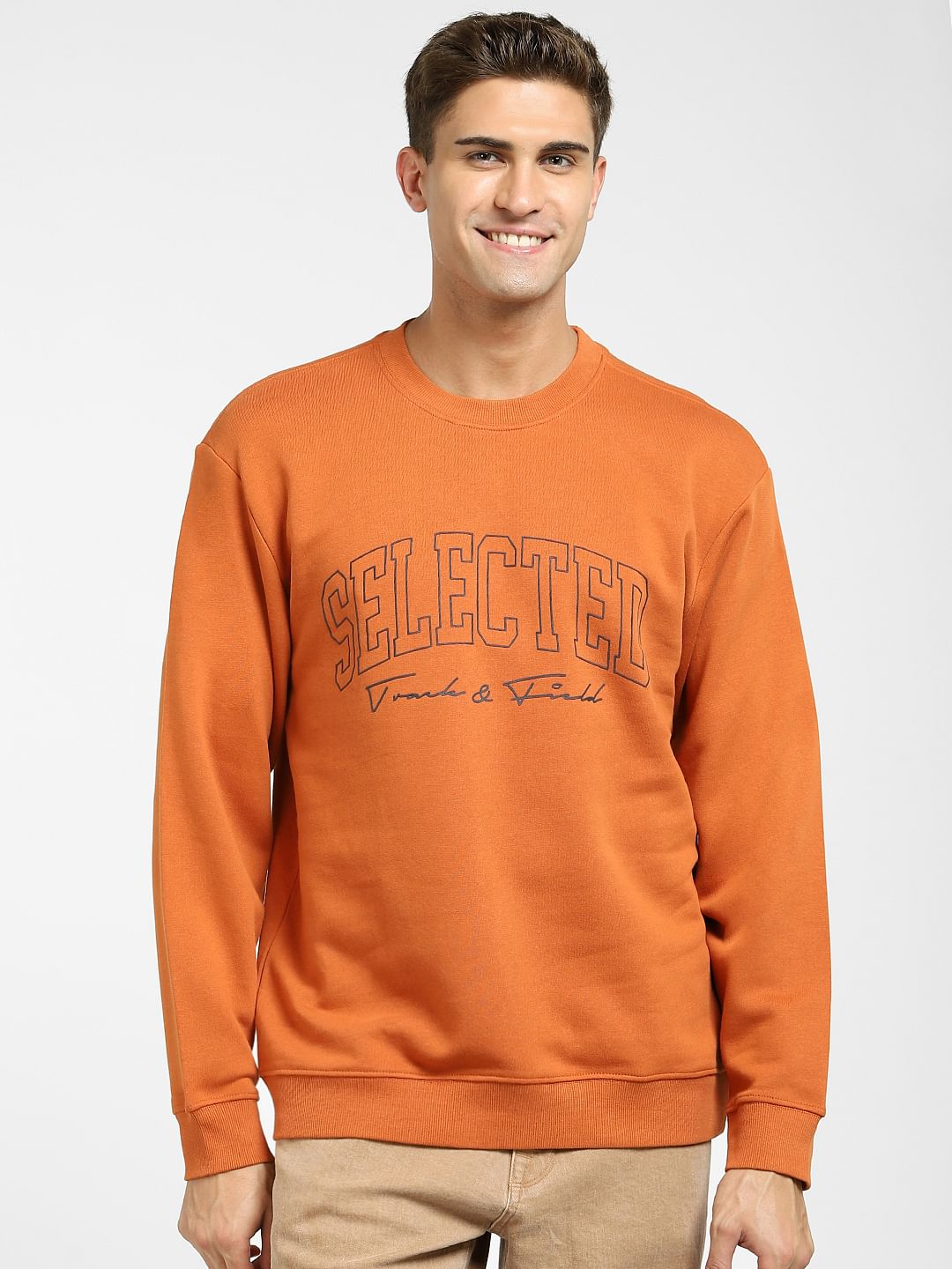 Orange Logo Print Sweatshirt