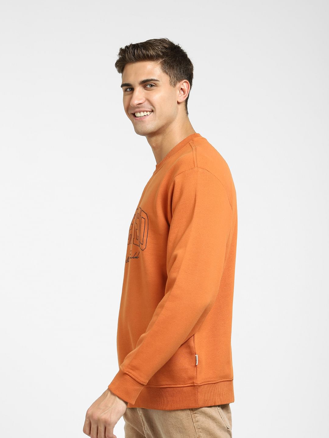Orange Logo Print Sweatshirt