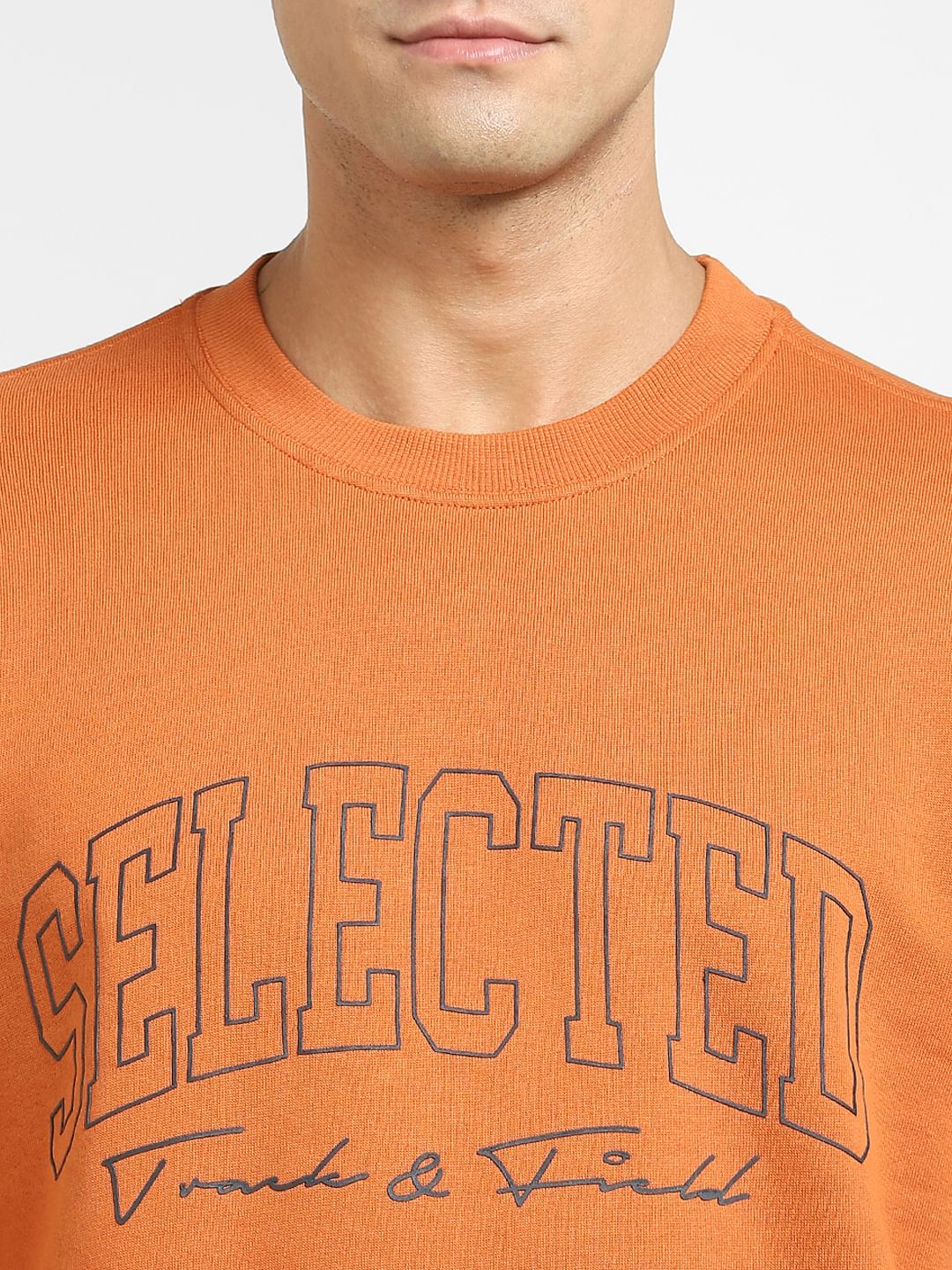Orange Logo Print Sweatshirt