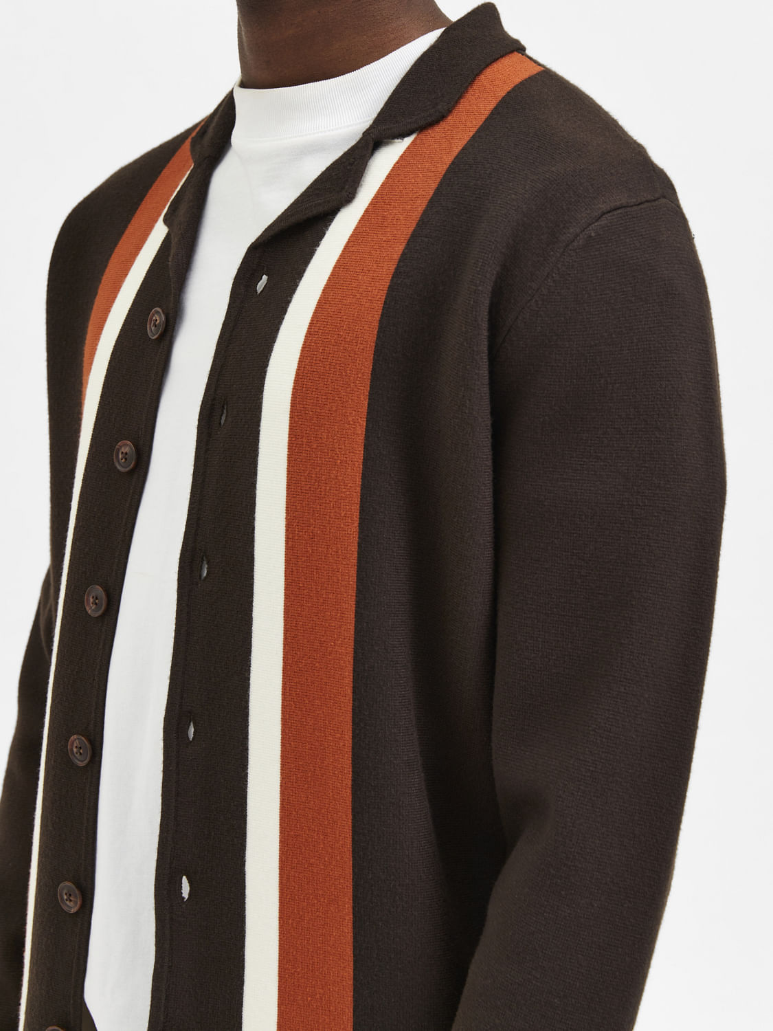 Brown Striped Cuban Cardigan