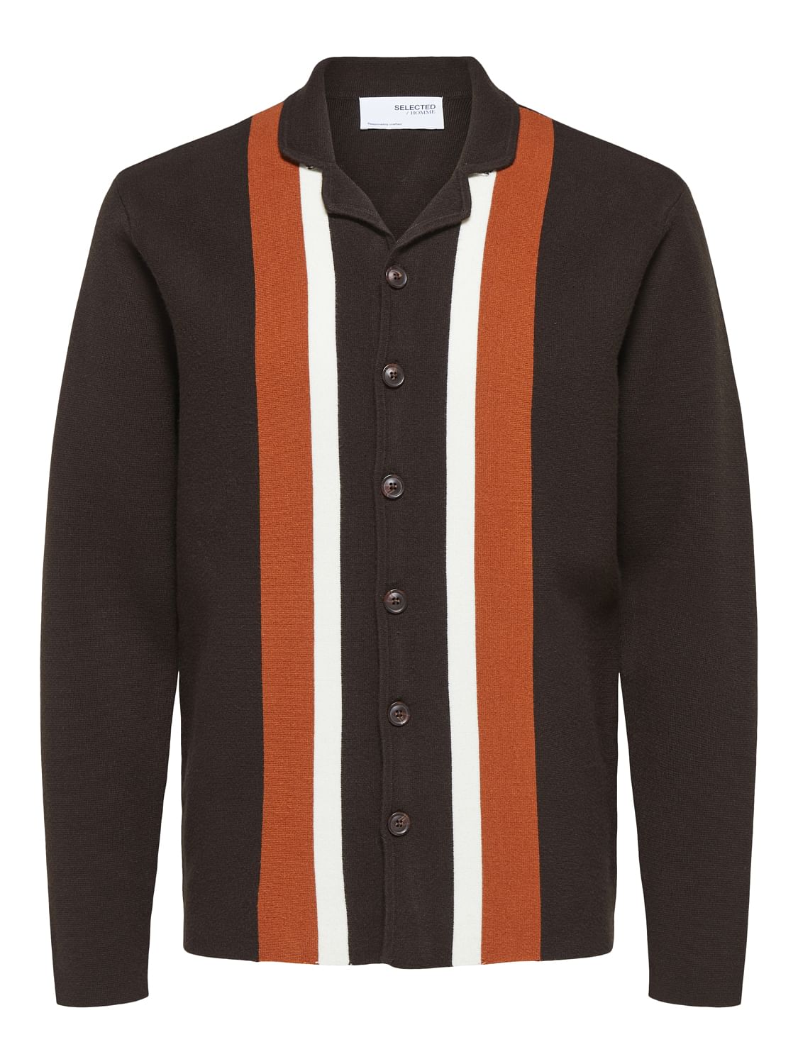 Brown Striped Cuban Cardigan