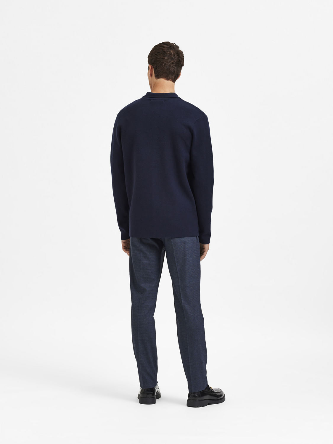 Navy Blue Striped Cuban Cardigan