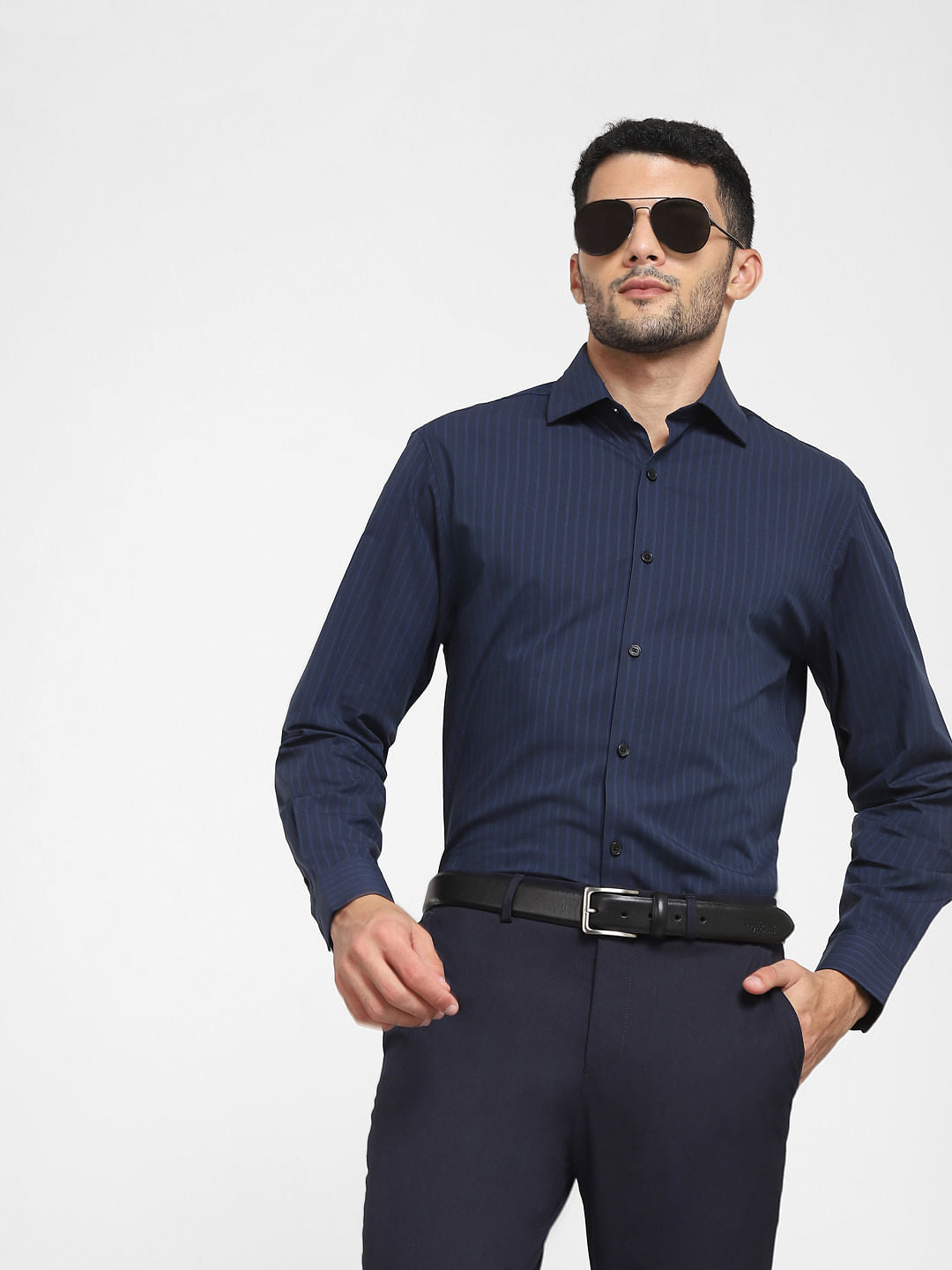 Blue Striped Formal Full Sleeves Shirt