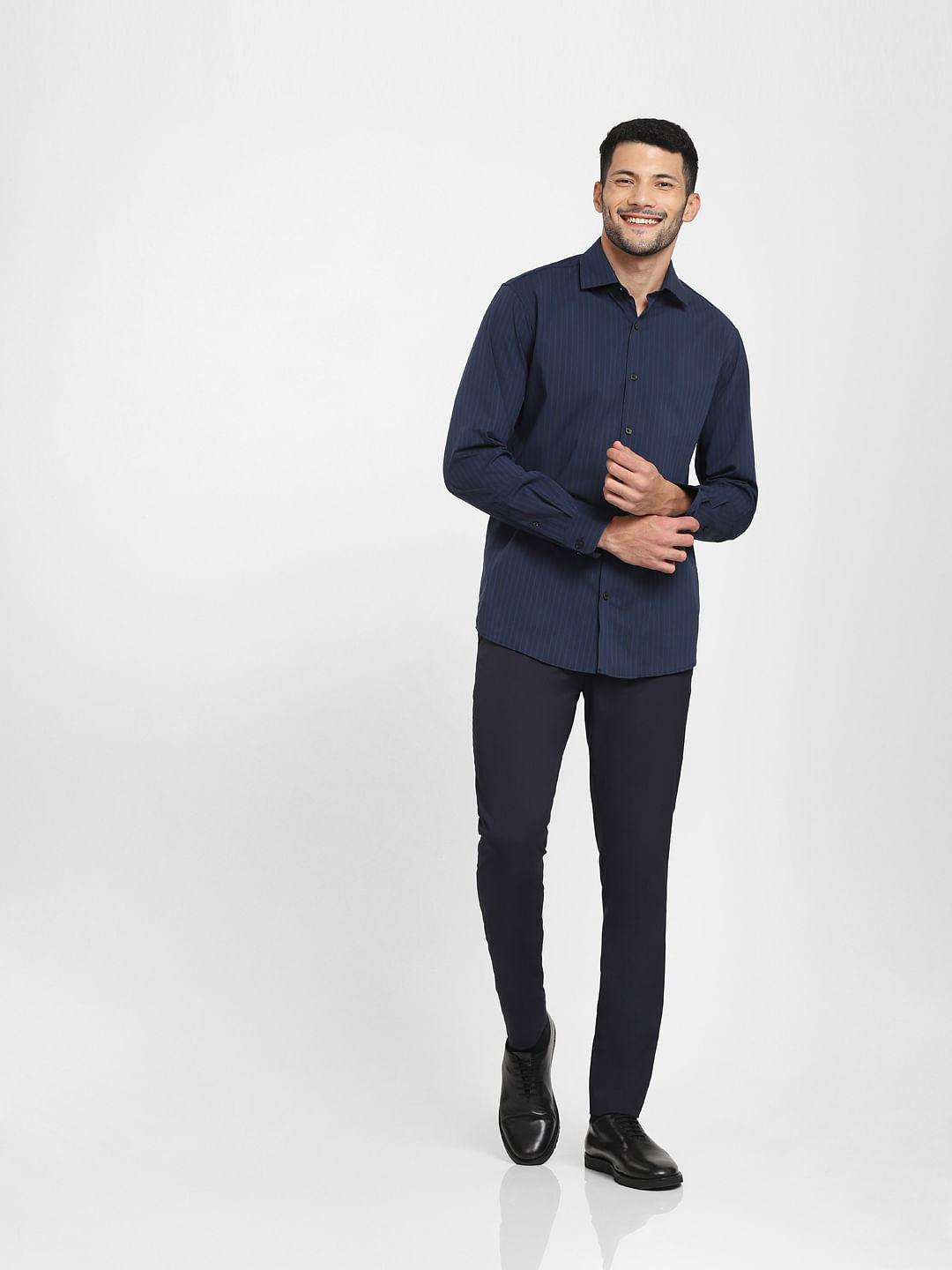 Blue Striped Formal Full Sleeves Shirt