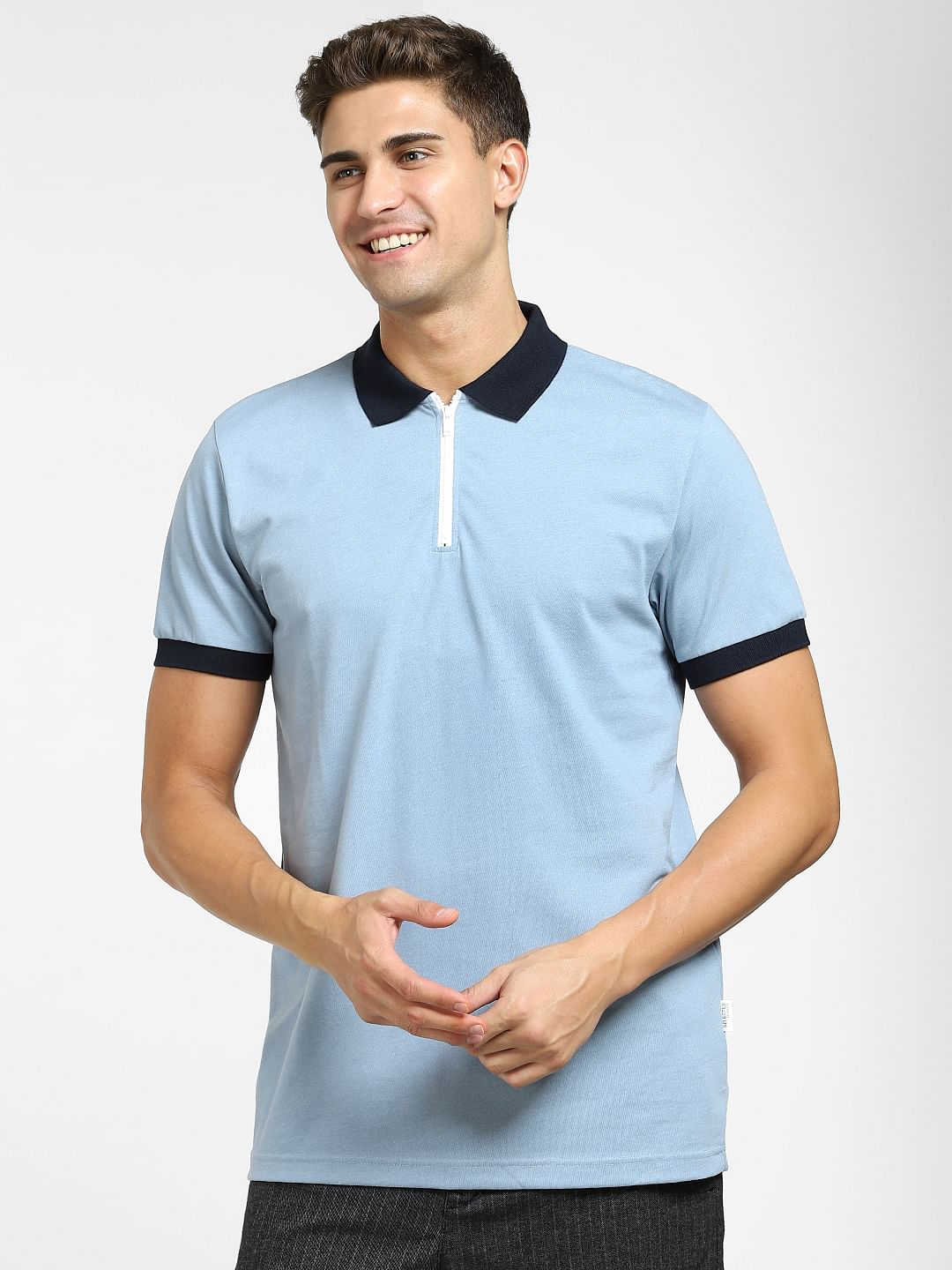 Blue Polo Neck T-Shirt