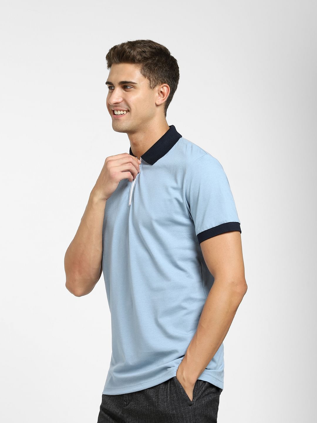 Blue Polo Neck T-Shirt