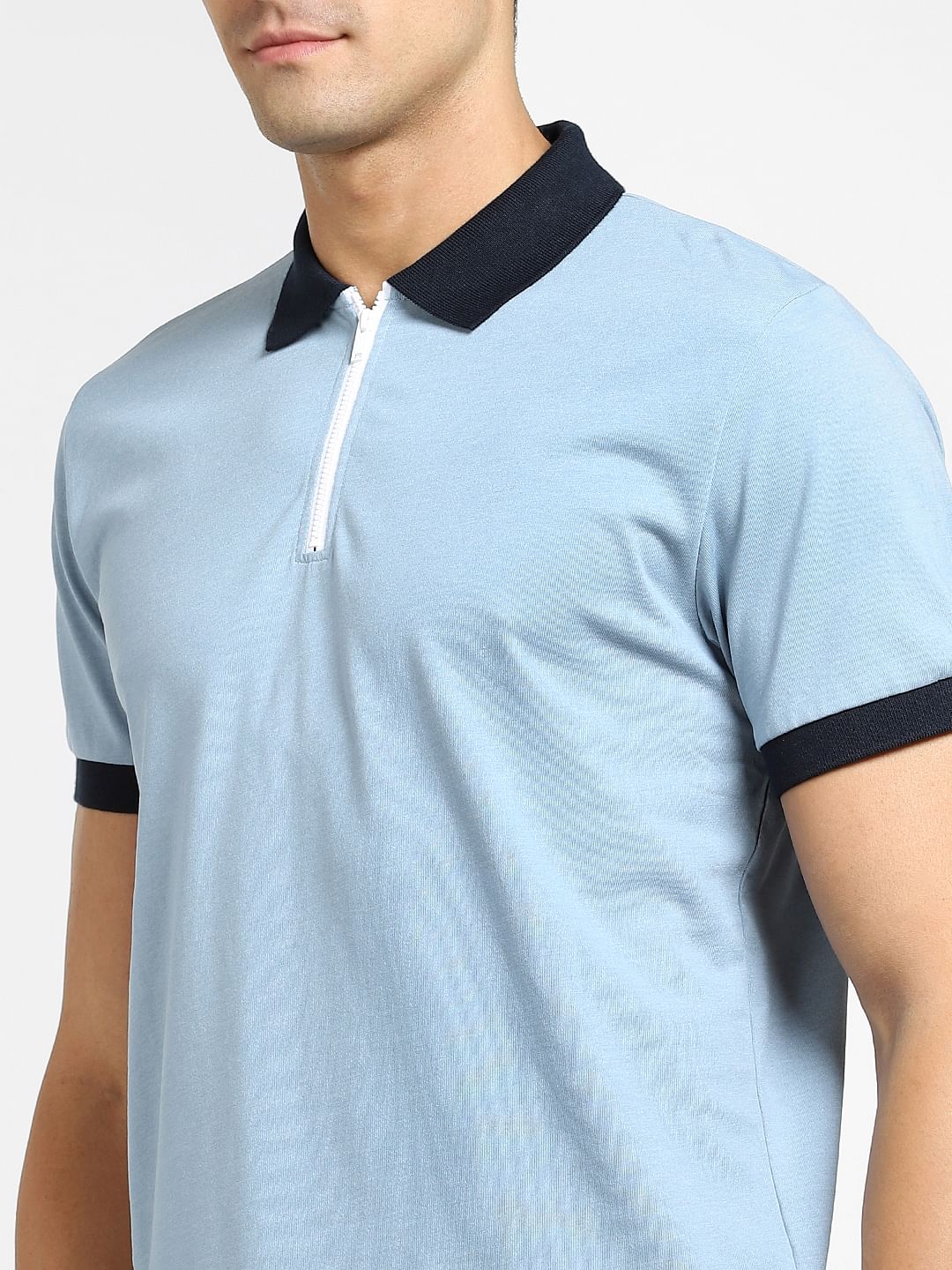 Blue Polo Neck T-Shirt