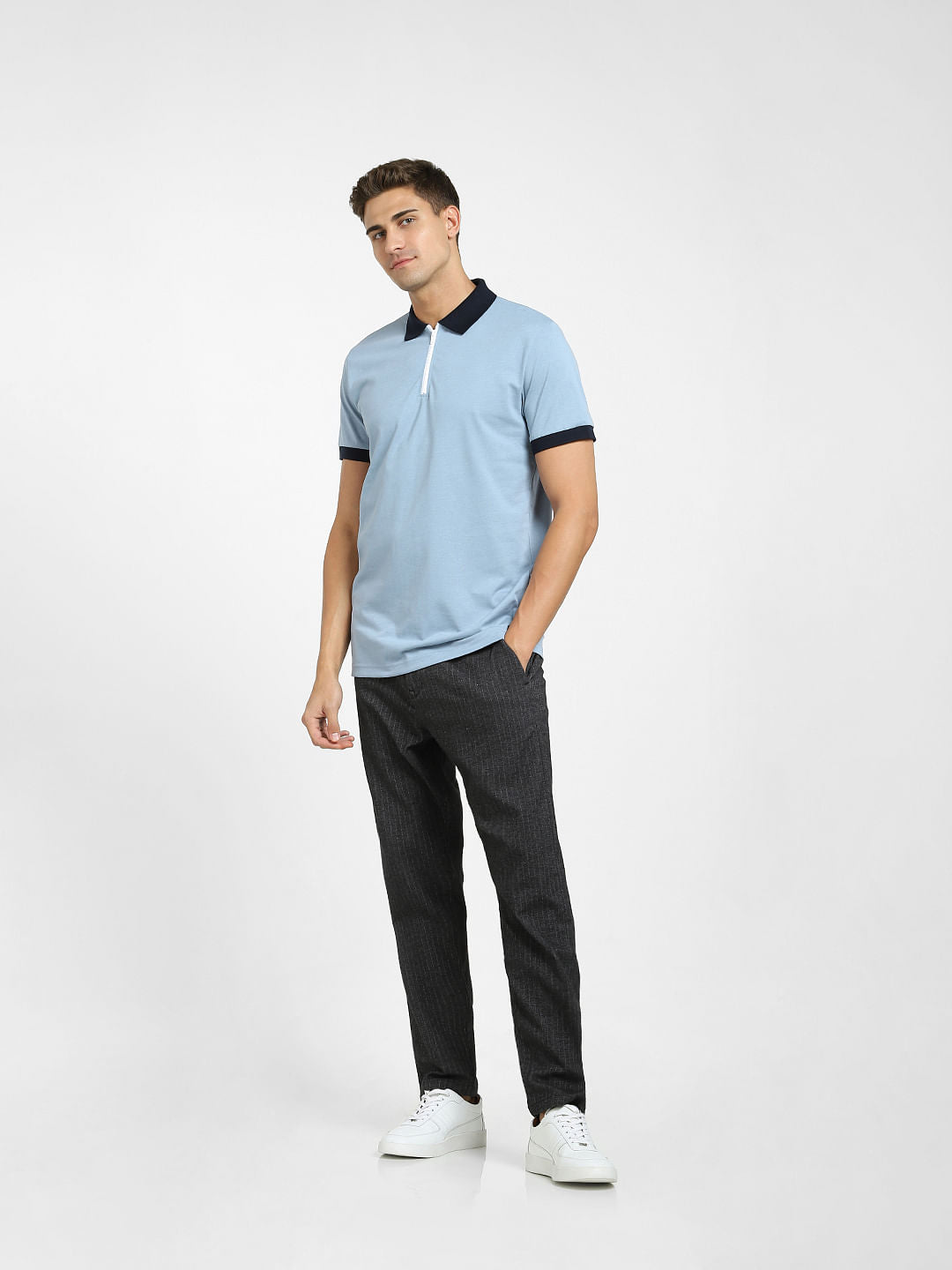 Blue Polo Neck T-Shirt