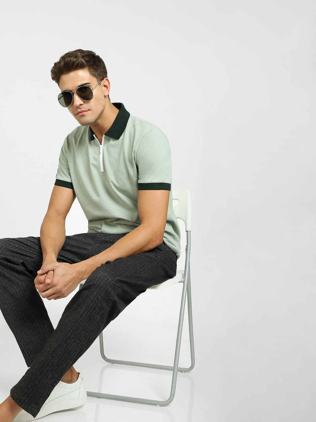 Green Polo Neck T-Shirt