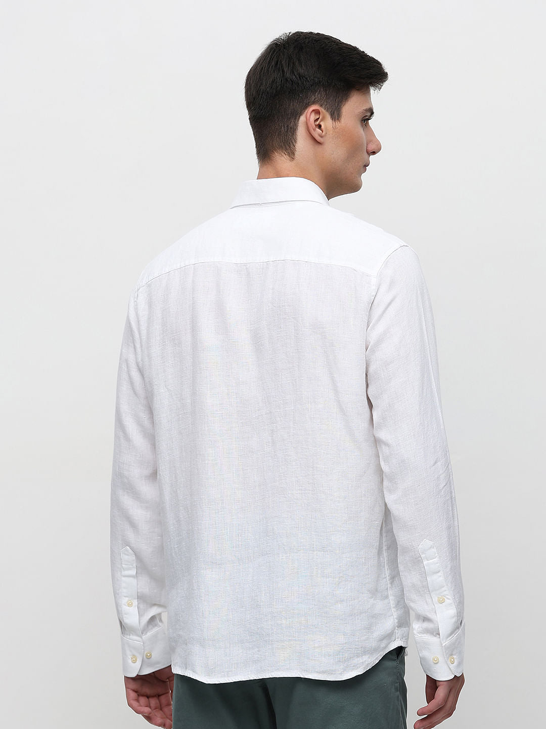 White Linen Full Sleeves Shirt