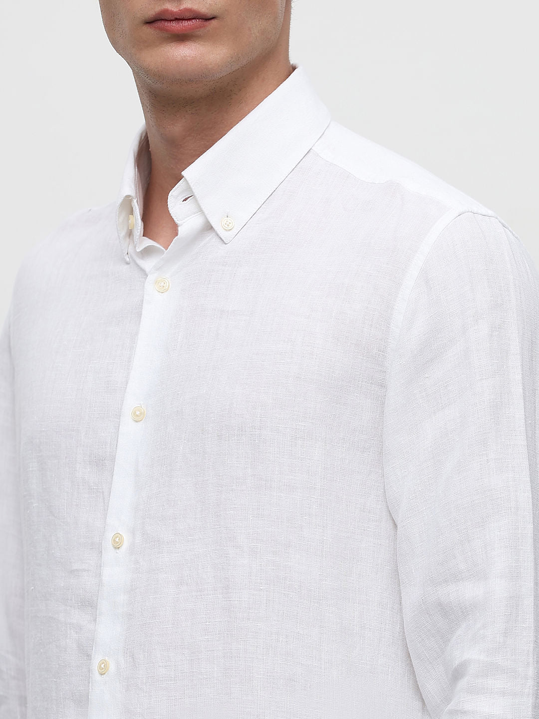 White Linen Full Sleeves Shirt