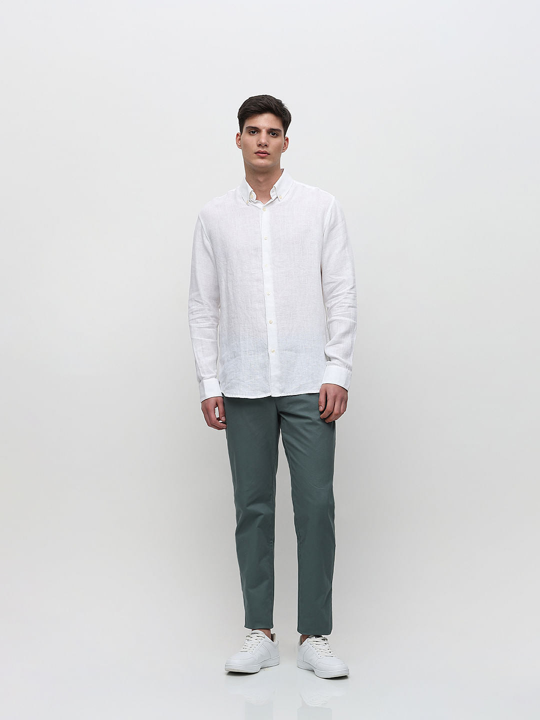 White Linen Full Sleeves Shirt