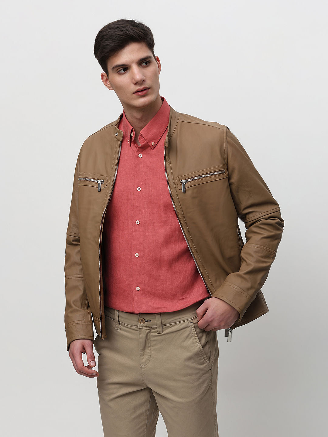 Red Linen Full Sleeves Shirt