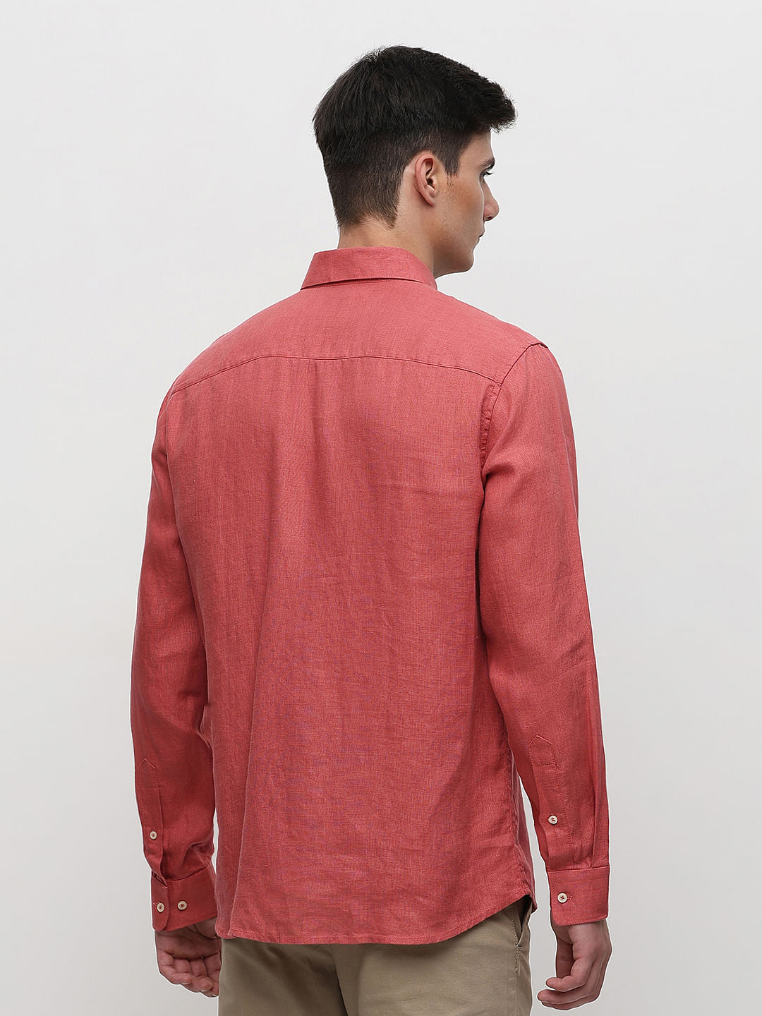 Red Linen Full Sleeves Shirt