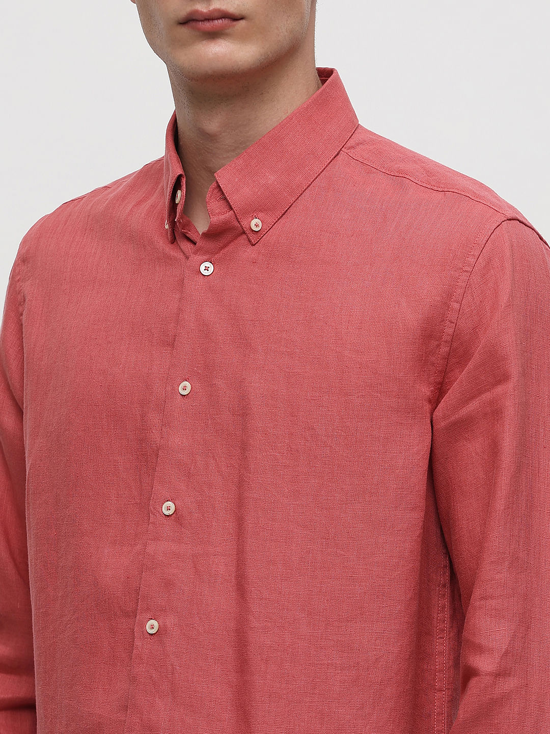 Red Linen Full Sleeves Shirt