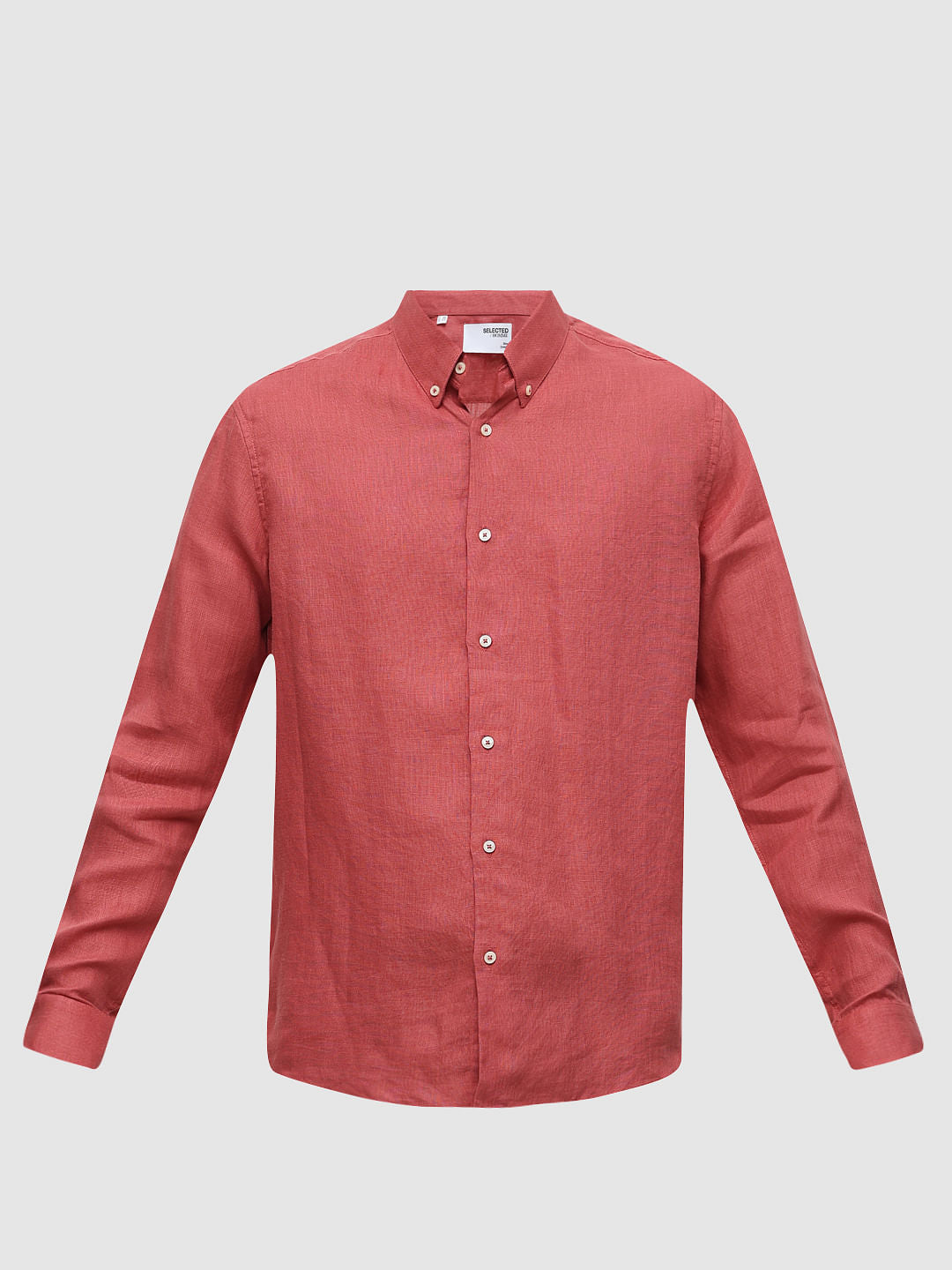 Red Linen Full Sleeves Shirt