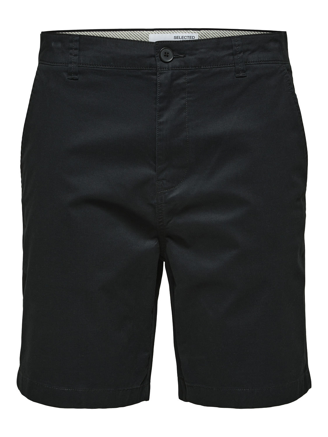 Black Mid Rise Organic Cotton Chino Shorts