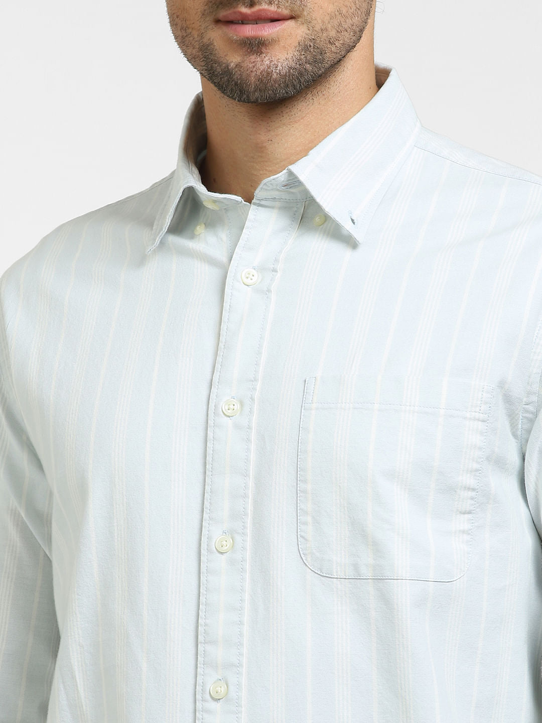 Blue Striped Organic Cotton Full Sleeves Shirt