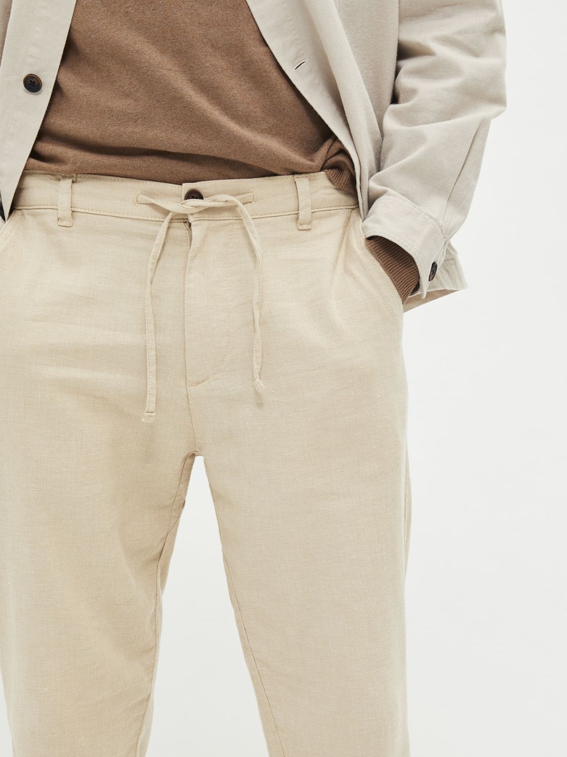 Brown Mid RISE Linen Pants