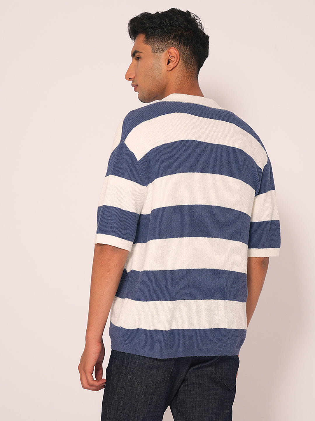 Blue Relaxed Fit Knitted Cardigan