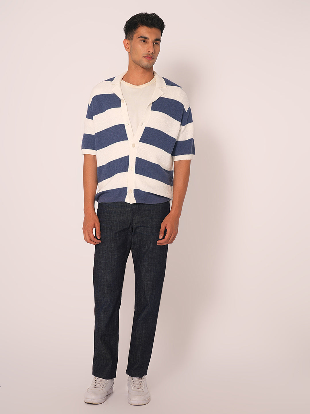 Blue Relaxed Fit Knitted Cardigan