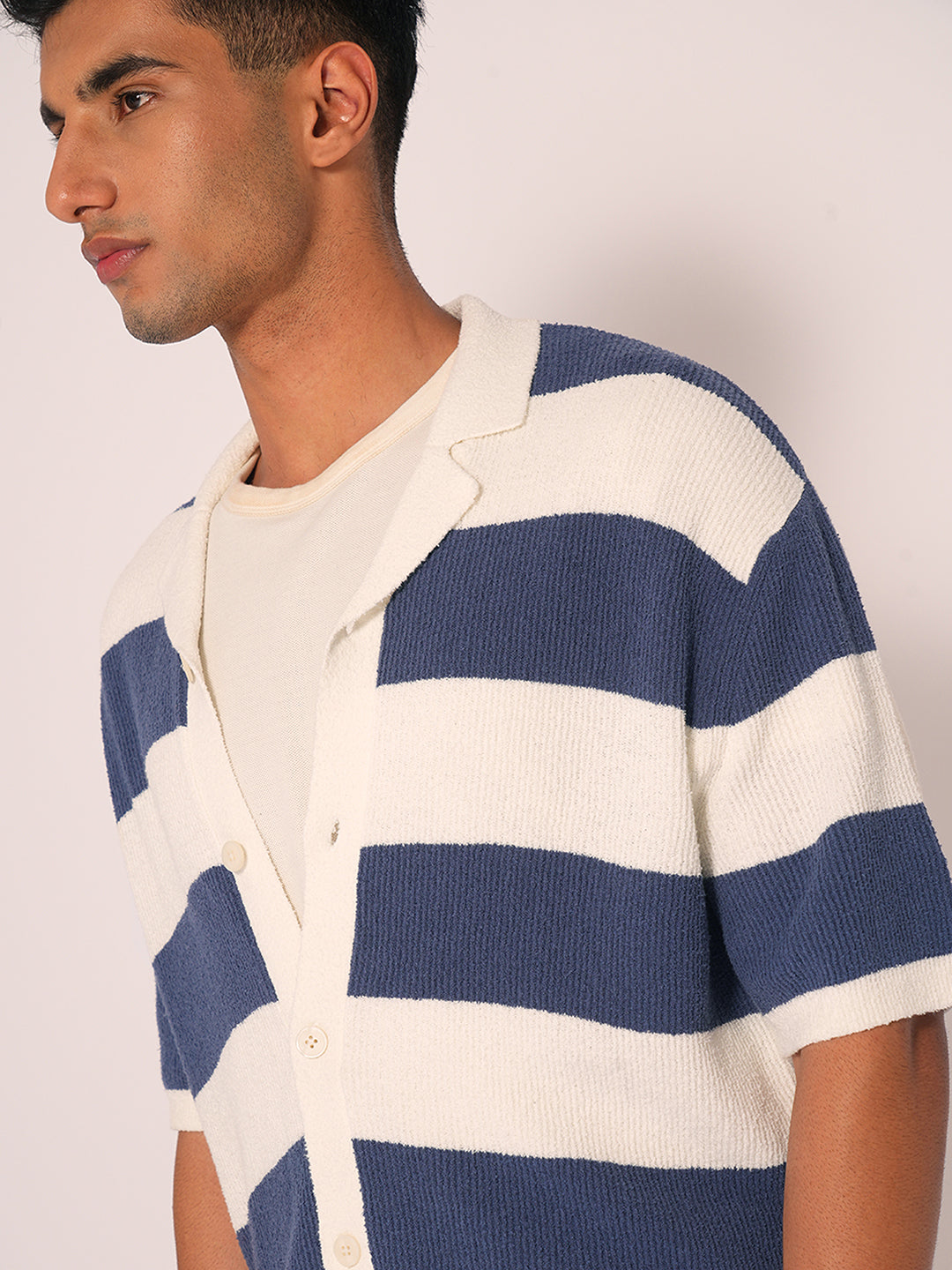 Blue Relaxed Fit Knitted Cardigan