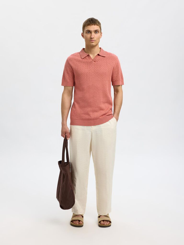 Red Crochet Organic Cotton Polo