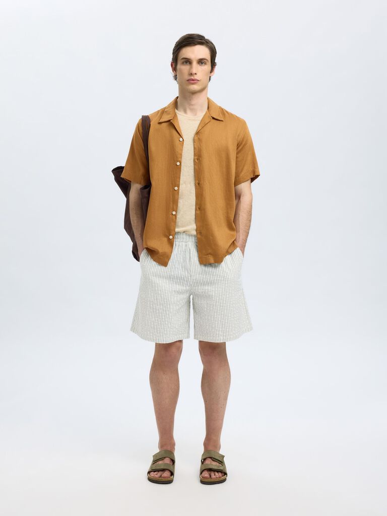 Brown Cuban Collar Shirt