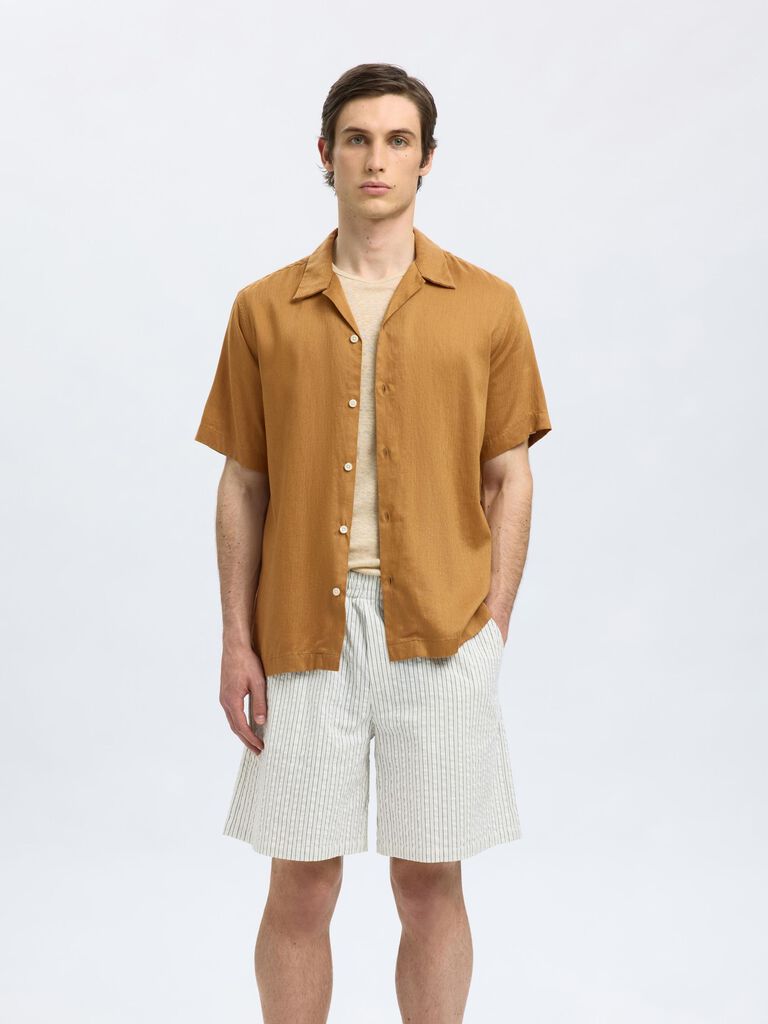 Brown Cuban Collar Shirt
