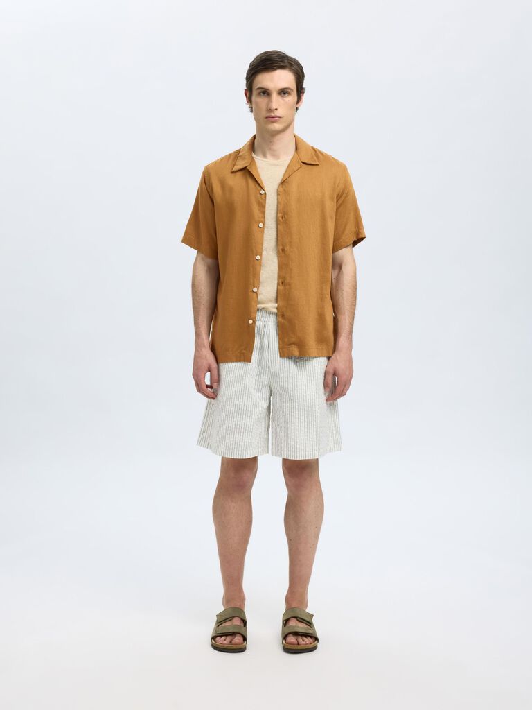 Brown Cuban Collar Shirt