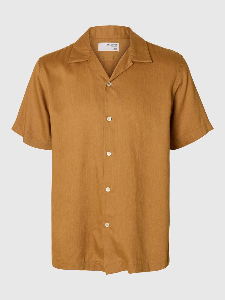 Brown Cuban Collar Shirt