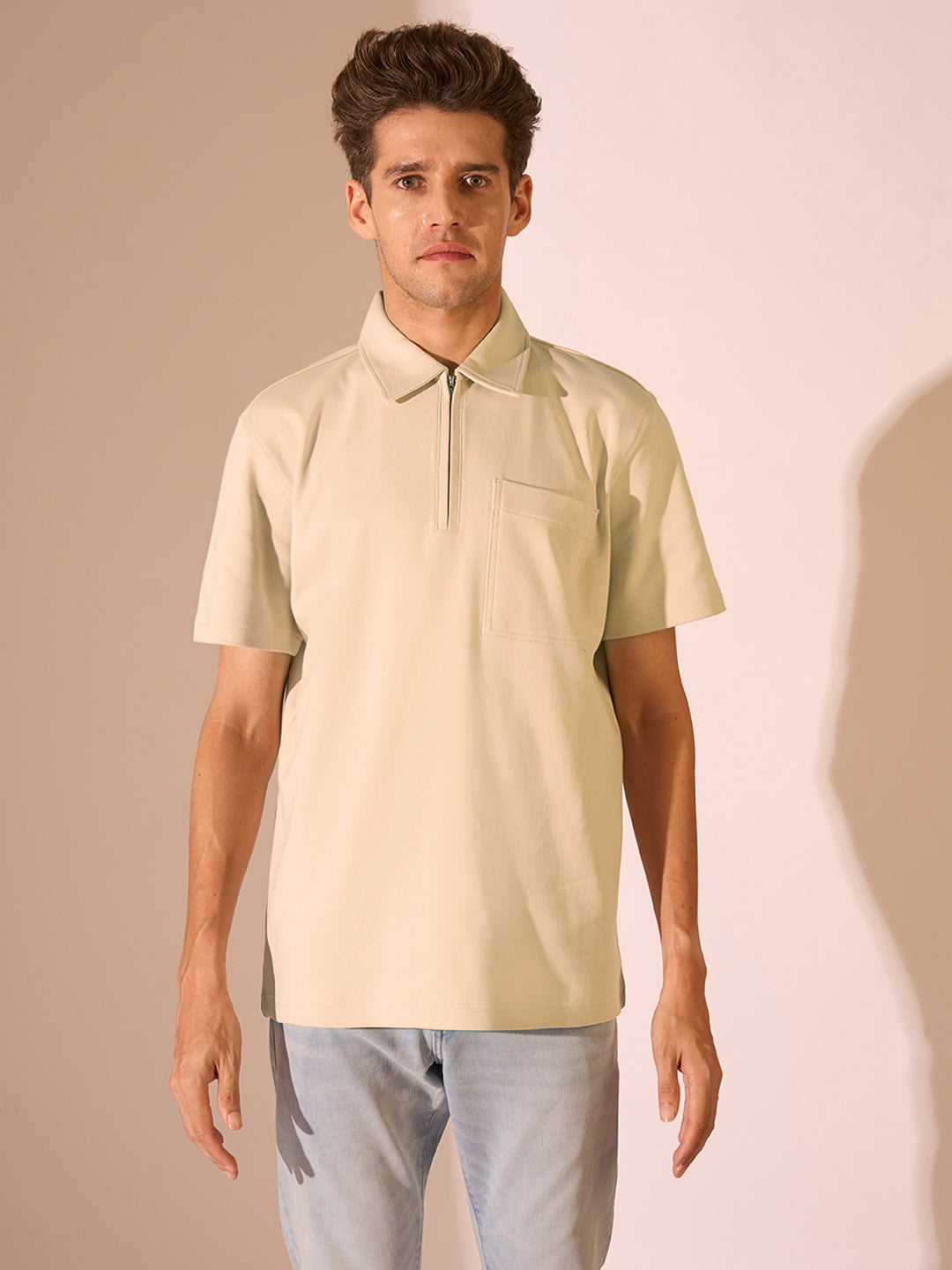 Zip Detail Organic Cotton Polo