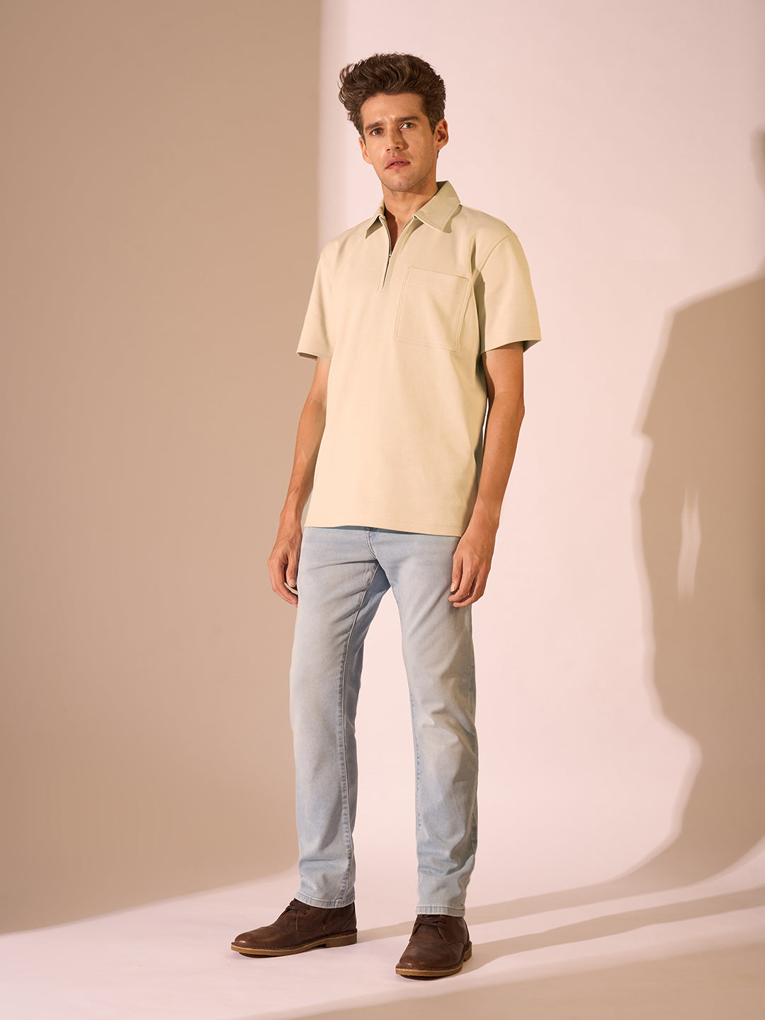 Zip Detail Organic Cotton Polo