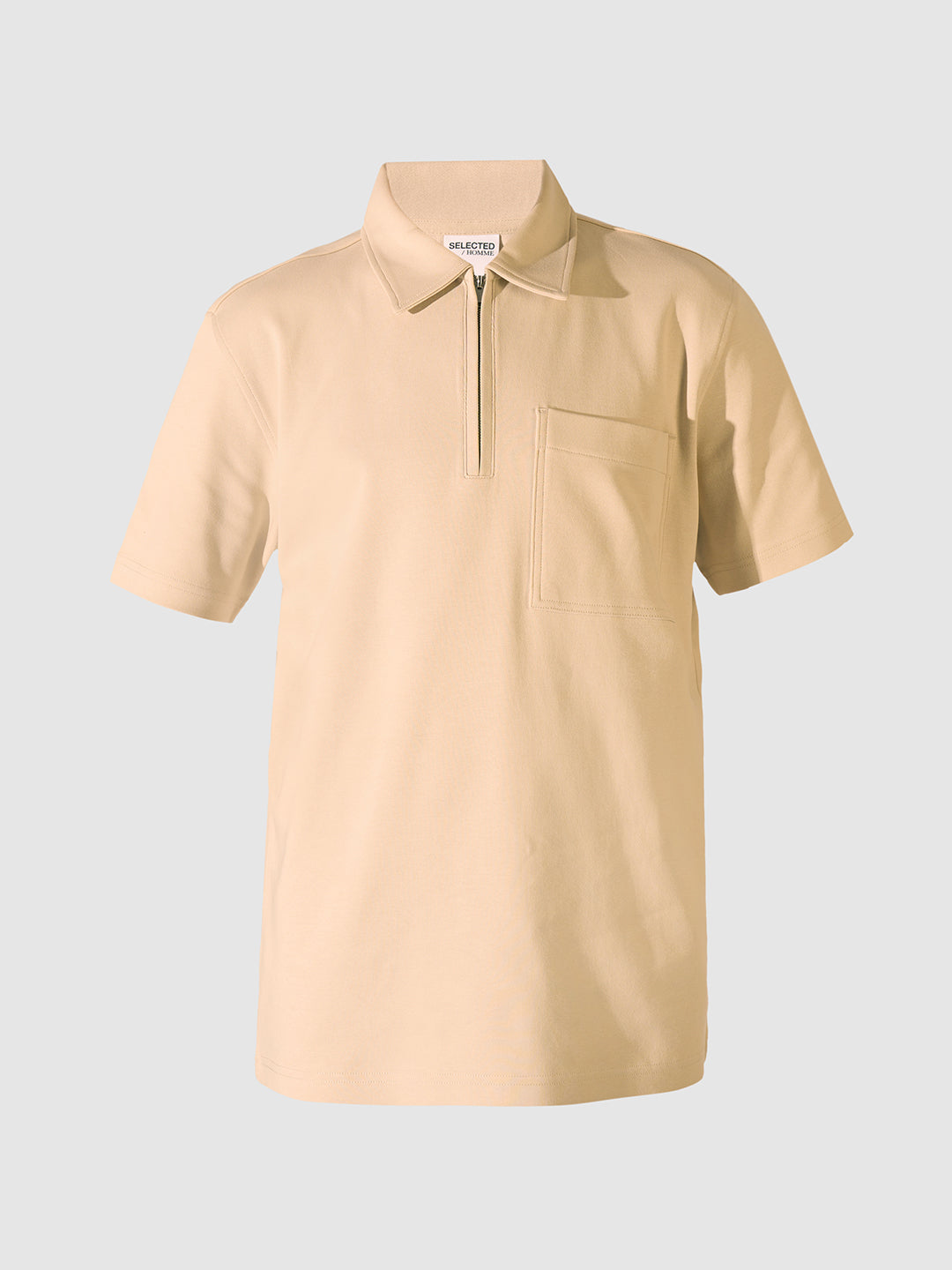 Zip Detail Organic Cotton Polo